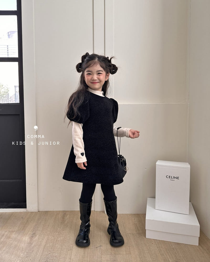 Comma - Korean Children Fashion - #stylishchildhood - Heart Half Turtleneck Tee - 2