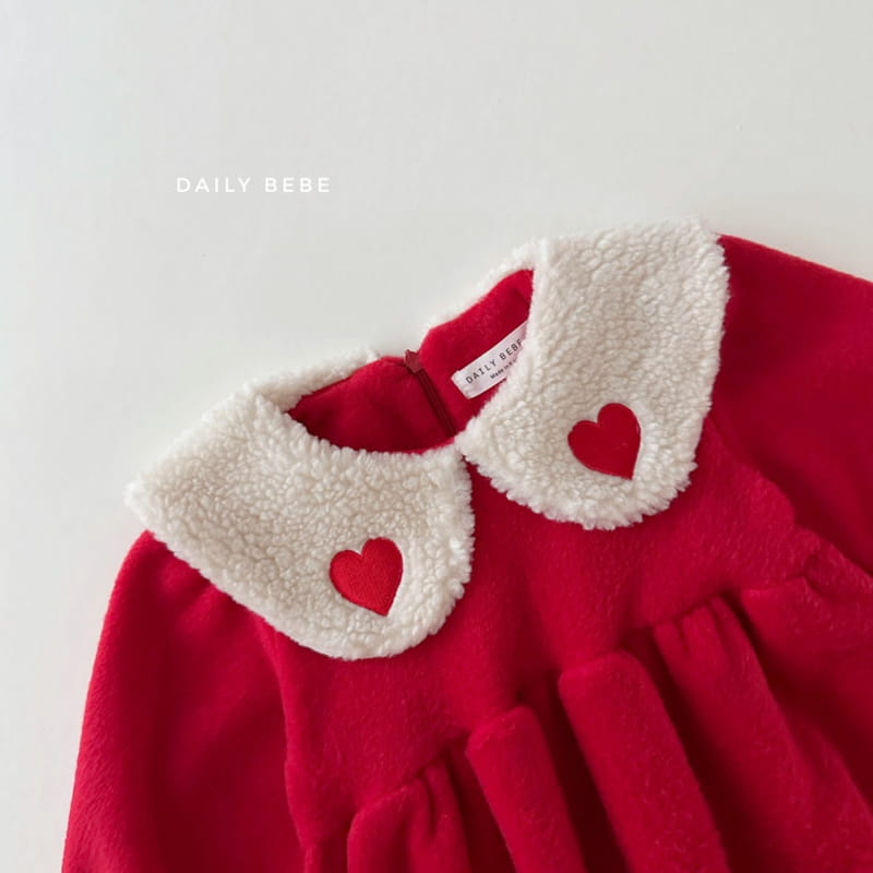 Daily Bebe - Korean Children Fashion - #designkidswear - Heart Bbogle One-piece