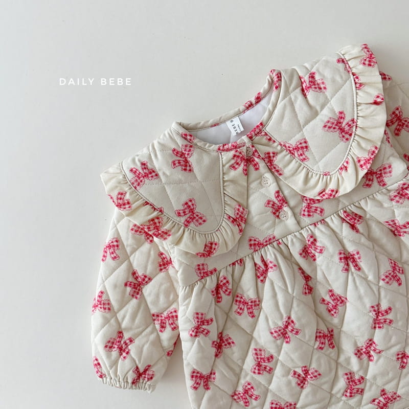 Daily Bebe - Korean Children Fashion - #discoveringself - Ribbon Quilting One-piece