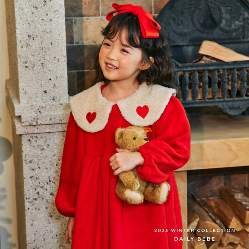 Daily Bebe - Korean Children Fashion - #kidzfashiontrend - Heart Bbogle One-piece - 6