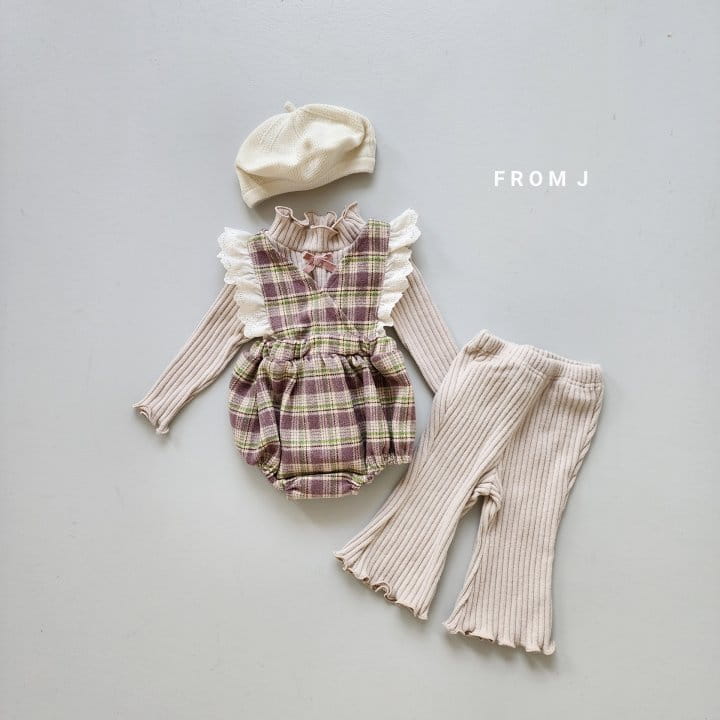 From J - Korean Baby Fashion - #babyfever - Check rill Bodysuit - 8