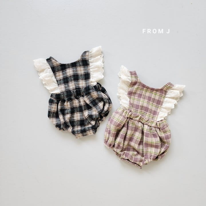 From J - Korean Baby Fashion - #babyootd - Check rill Bodysuit - 12