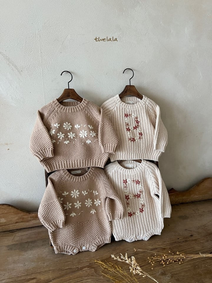 Lala - Korean Baby Fashion - #babyclothing - Flower Path Knit Body Suit