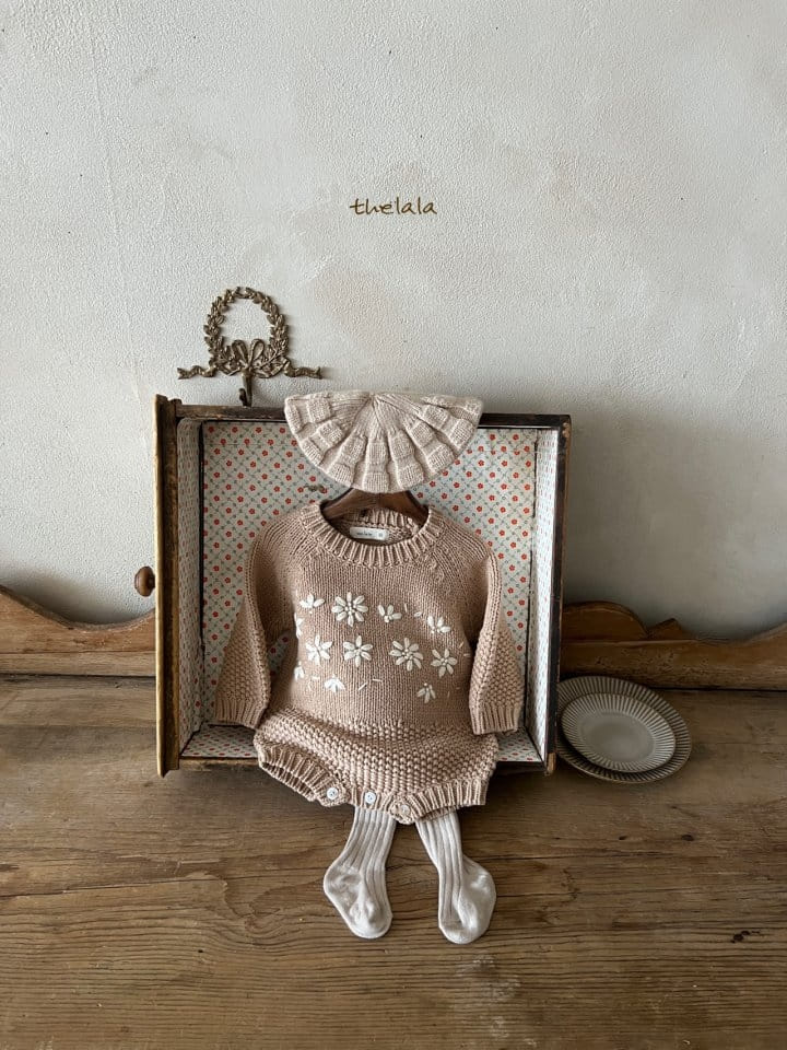 Lala - Korean Baby Fashion - #babyoninstagram - Flower Path Knit Body Suit - 6