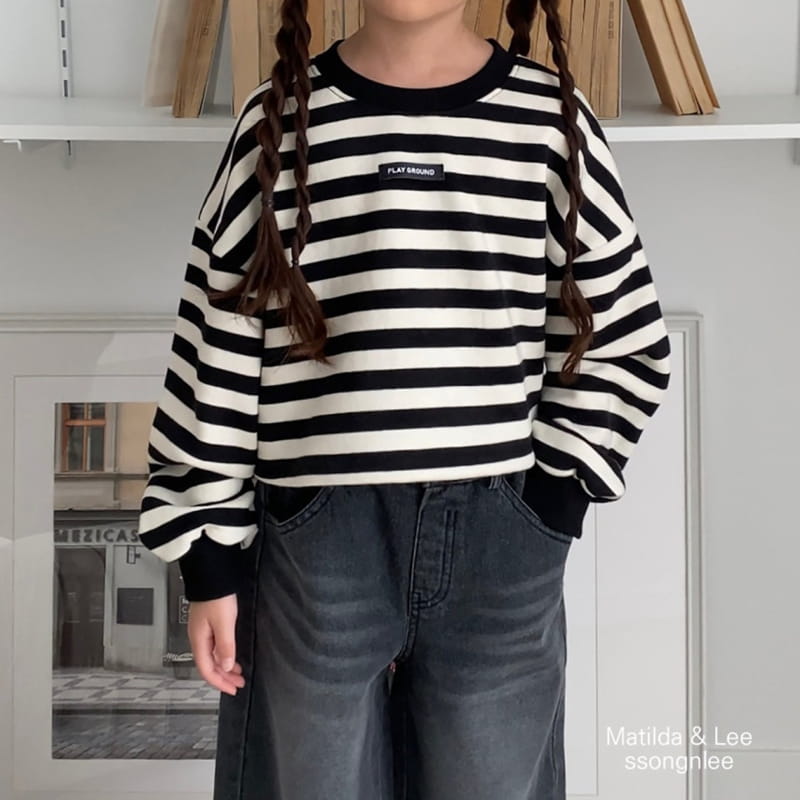 Matilda & Lee - Korean Children Fashion - #prettylittlegirls - Stripes Lavel Sweatshirt - 8