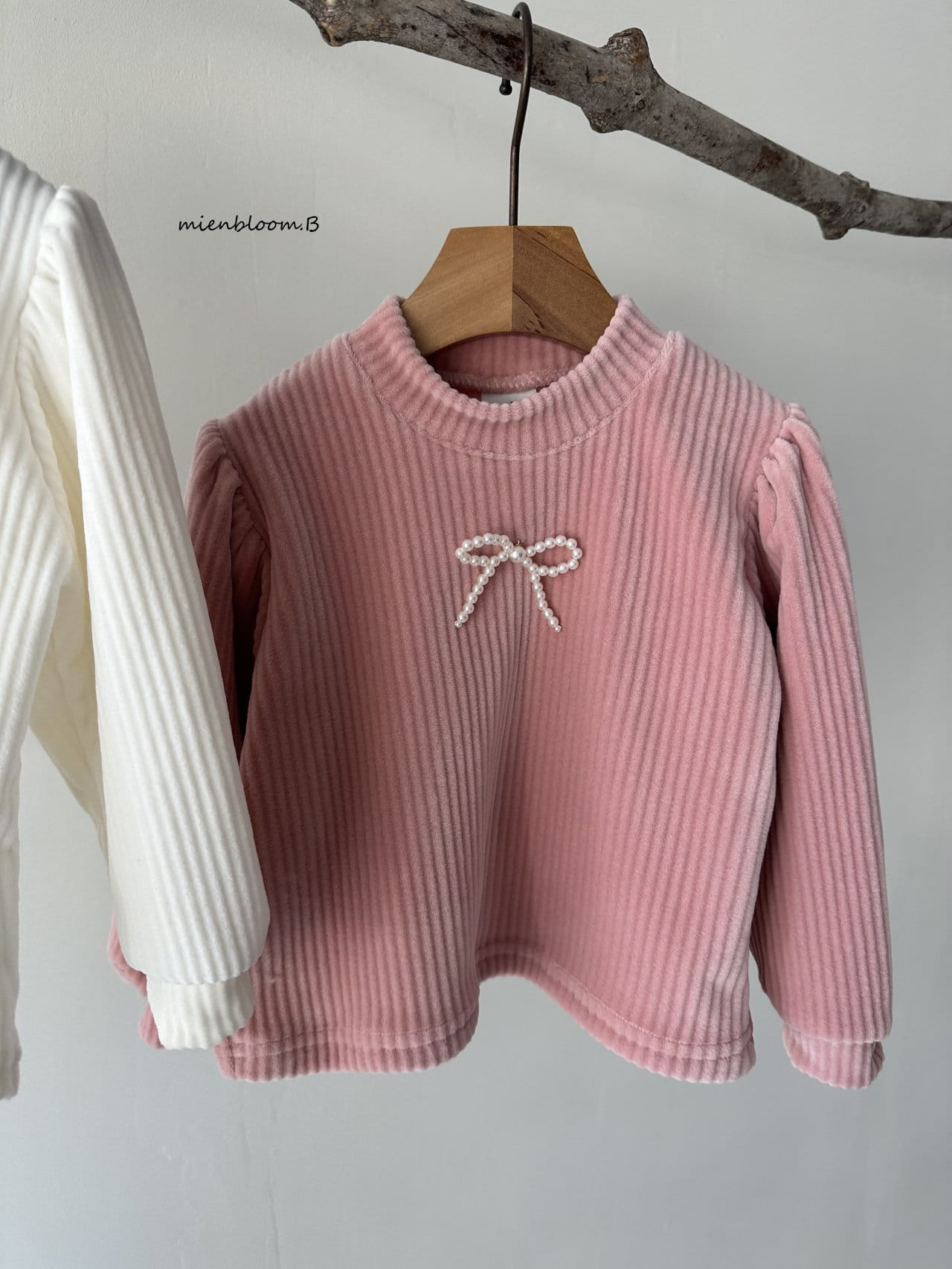 Mienbloom B - Korean Children Fashion - #todddlerfashion - Pearl Ribbon Mink Tee - 4