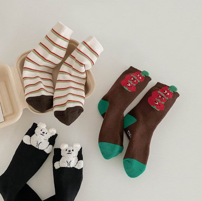 Miso - Korean Children Fashion - #childofig - 1580 Tomato Socks Set - 4