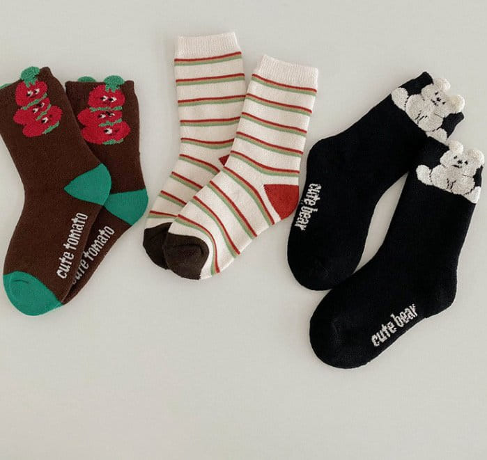 Miso - Korean Children Fashion - #designkidswear - 1580 Tomato Socks Set - 5