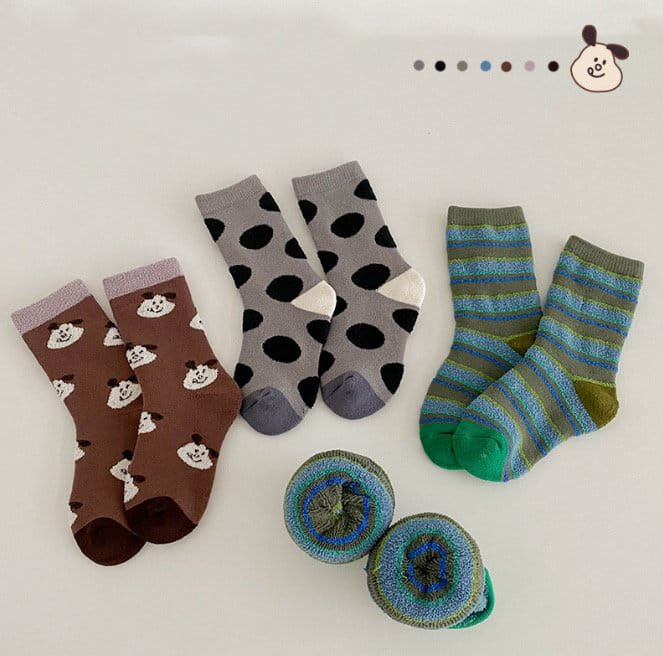 Miso - Korean Children Fashion - #toddlerclothing - 1572 Puppy Socks Set - 6