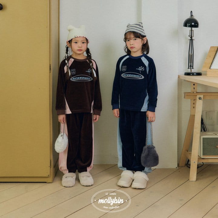 Mollybin - Korean Children Fashion - #magicofchildhood - Track Velvet Top Bottom Set - 6