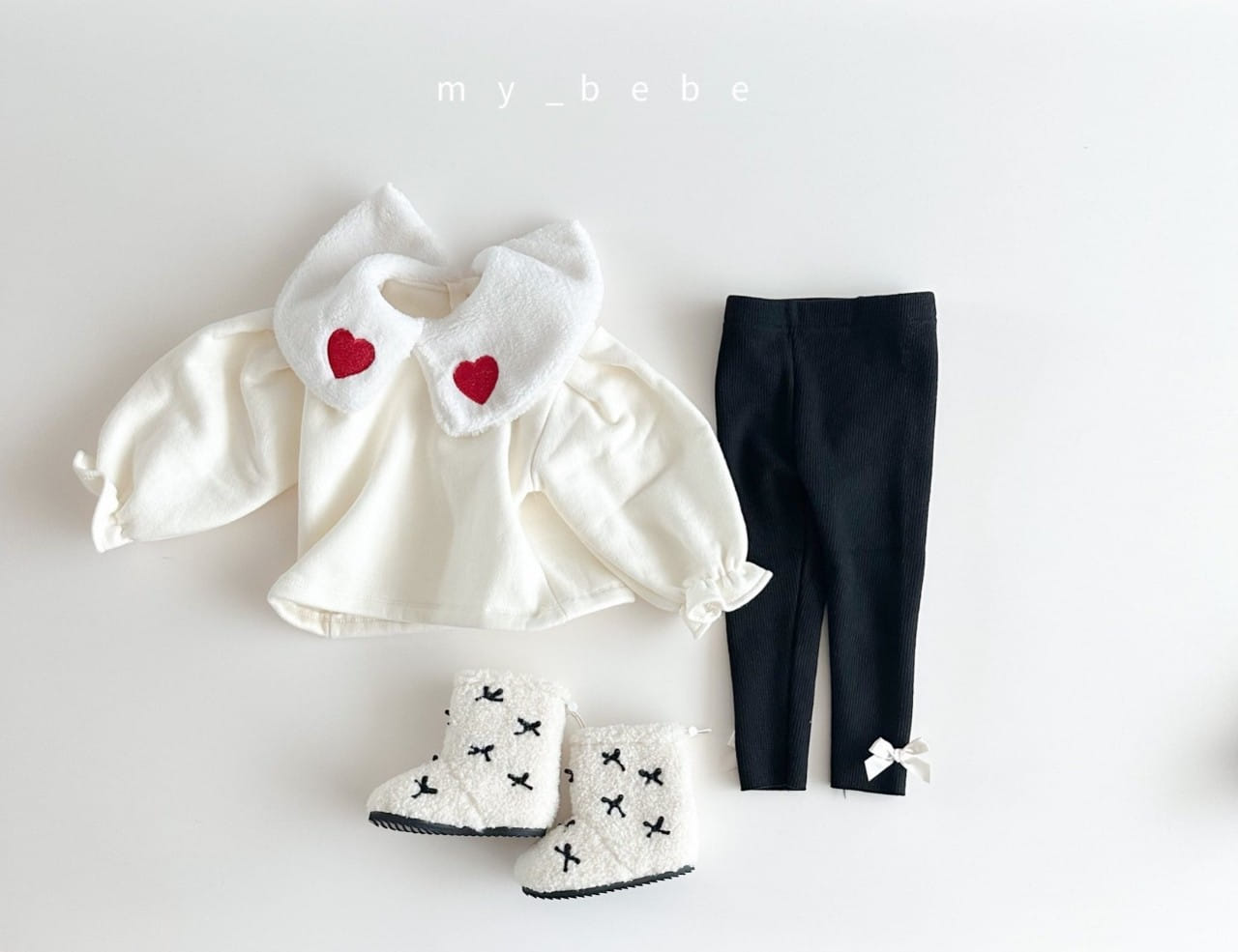 My Bebe - Korean Baby Fashion - #babyboutique - Heart Collar Sweatshirt - 4