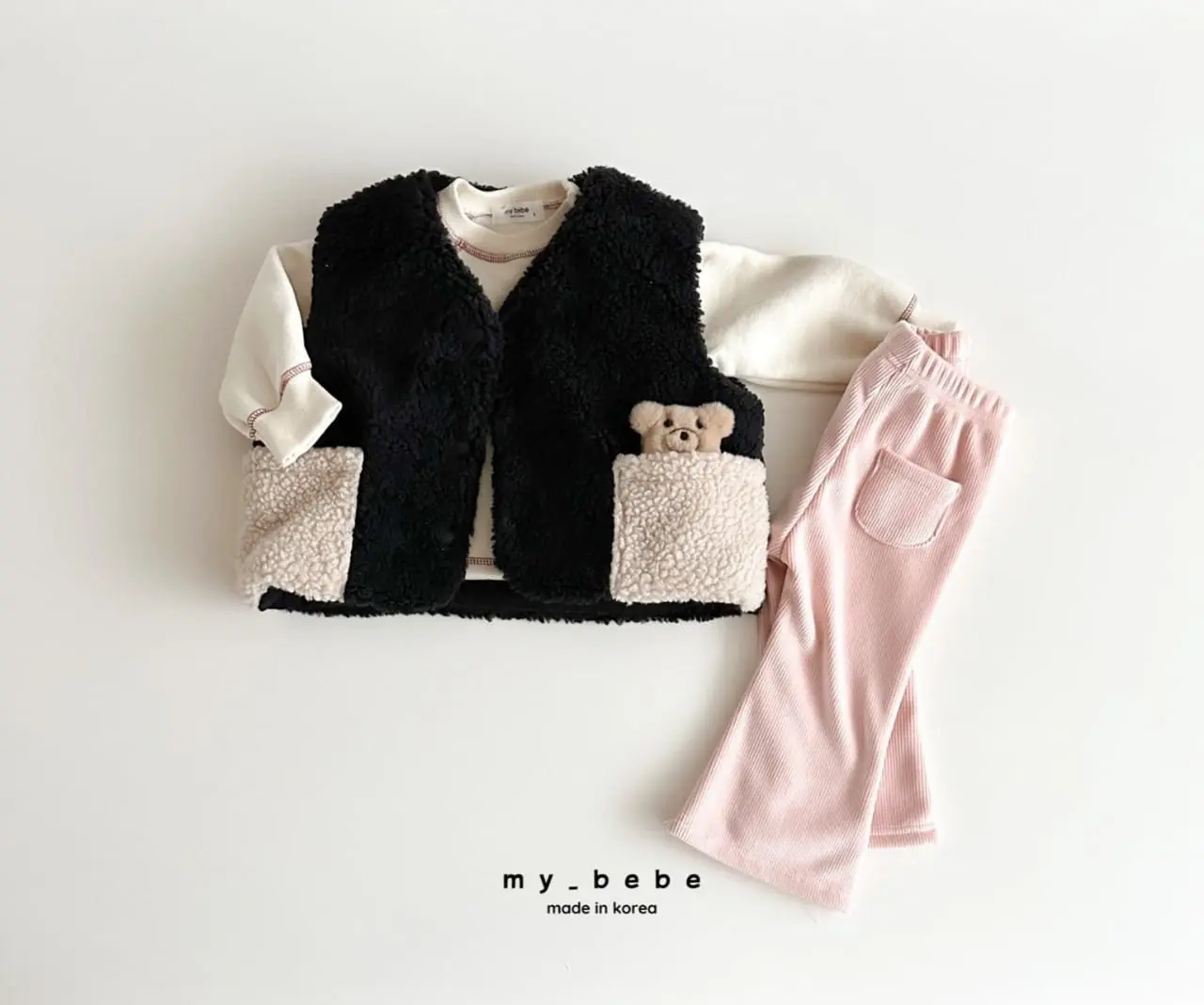 My Bebe - Korean Baby Fashion - #babyclothing - Rib Fleece Bootscut Pants - 7