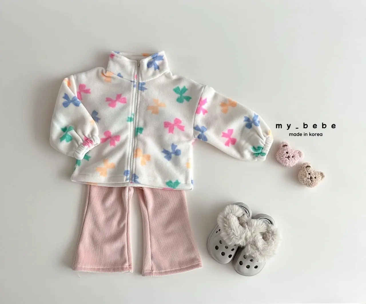 My Bebe - Korean Baby Fashion - #babyfashion - Rib Fleece Bootscut Pants - 8