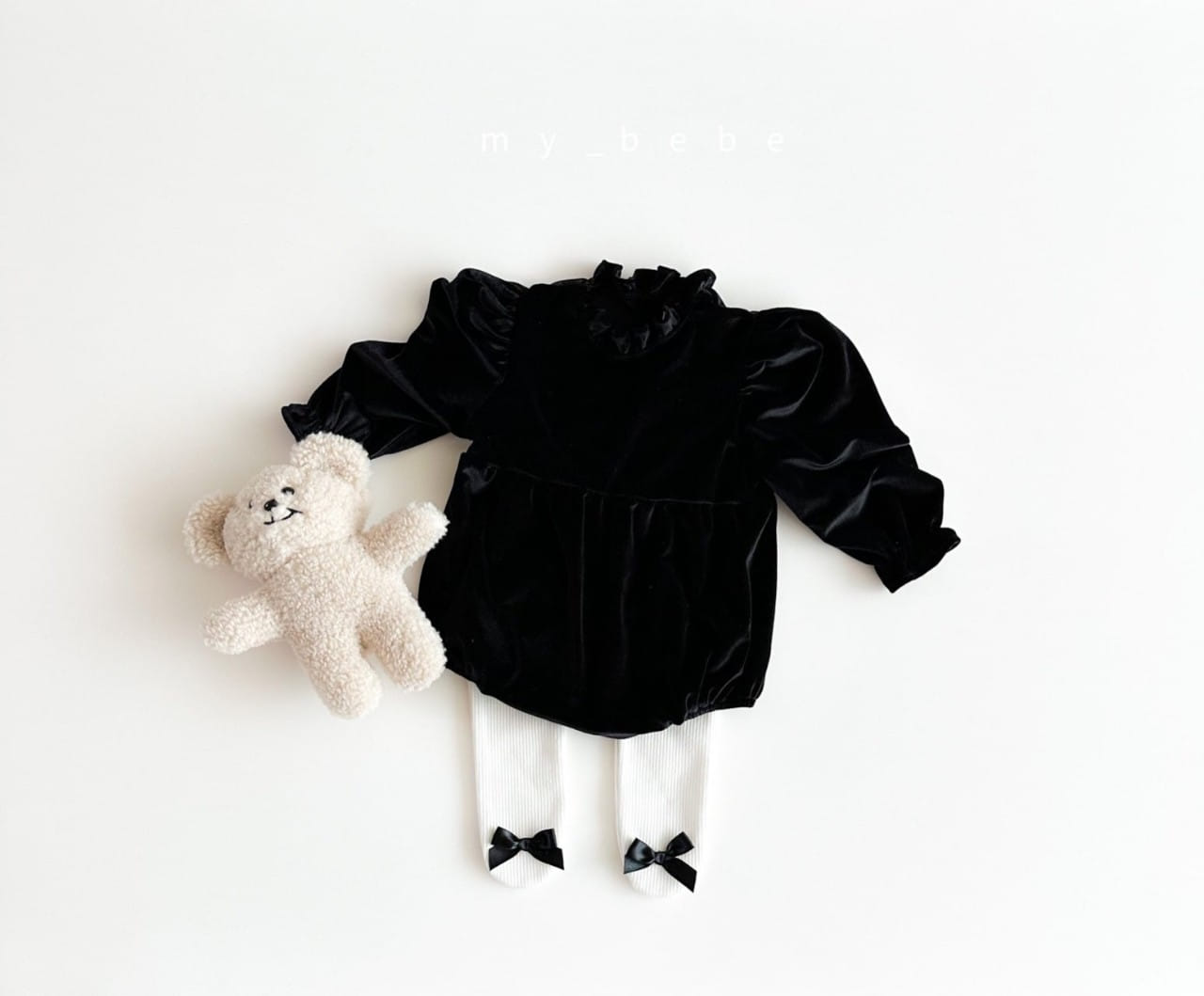 My Bebe - Korean Baby Fashion - #babygirlfashion - Velvet Frill Body Suit - 3