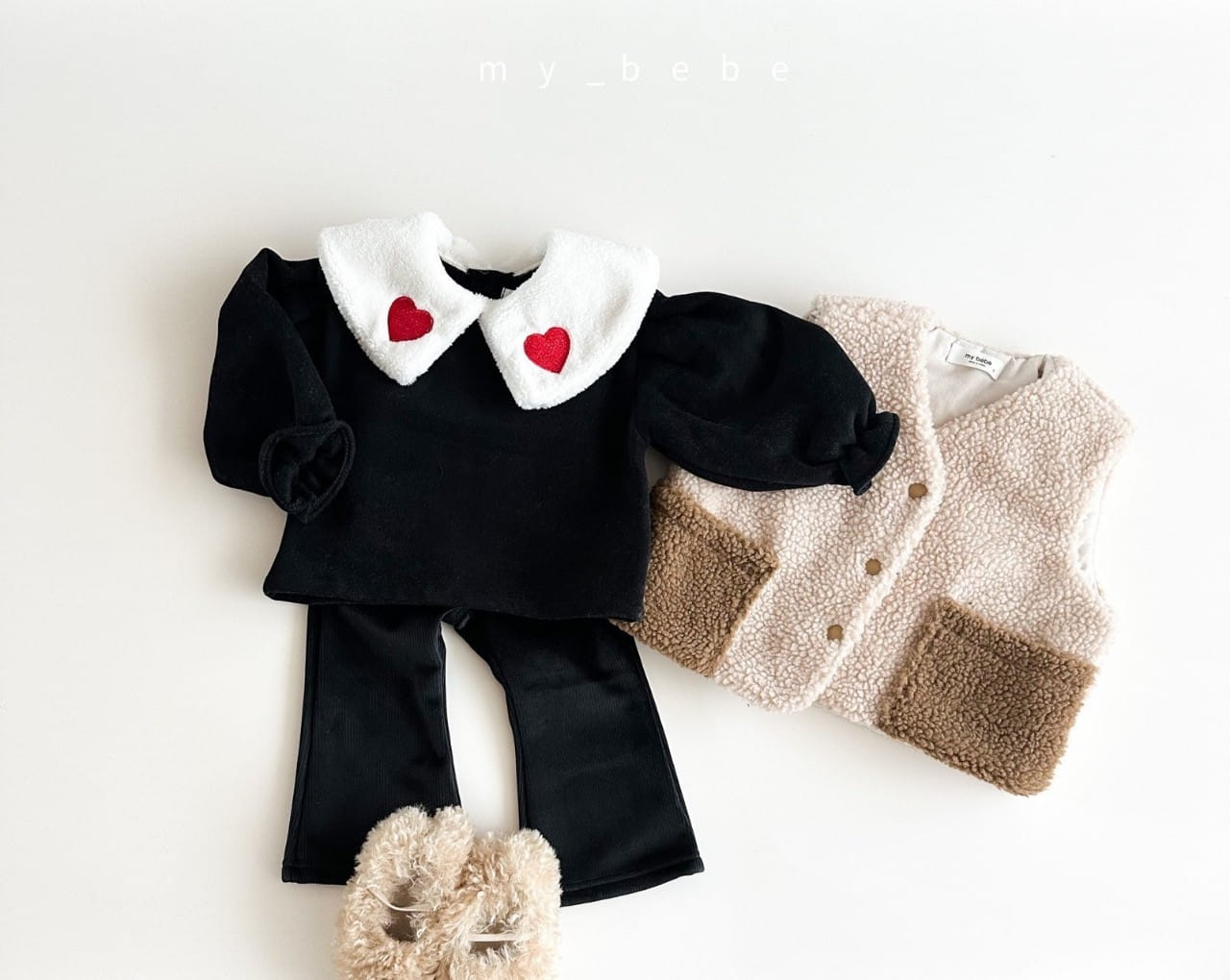 My Bebe - Korean Baby Fashion - #babylifestyle - Heart Collar Sweatshirt - 9