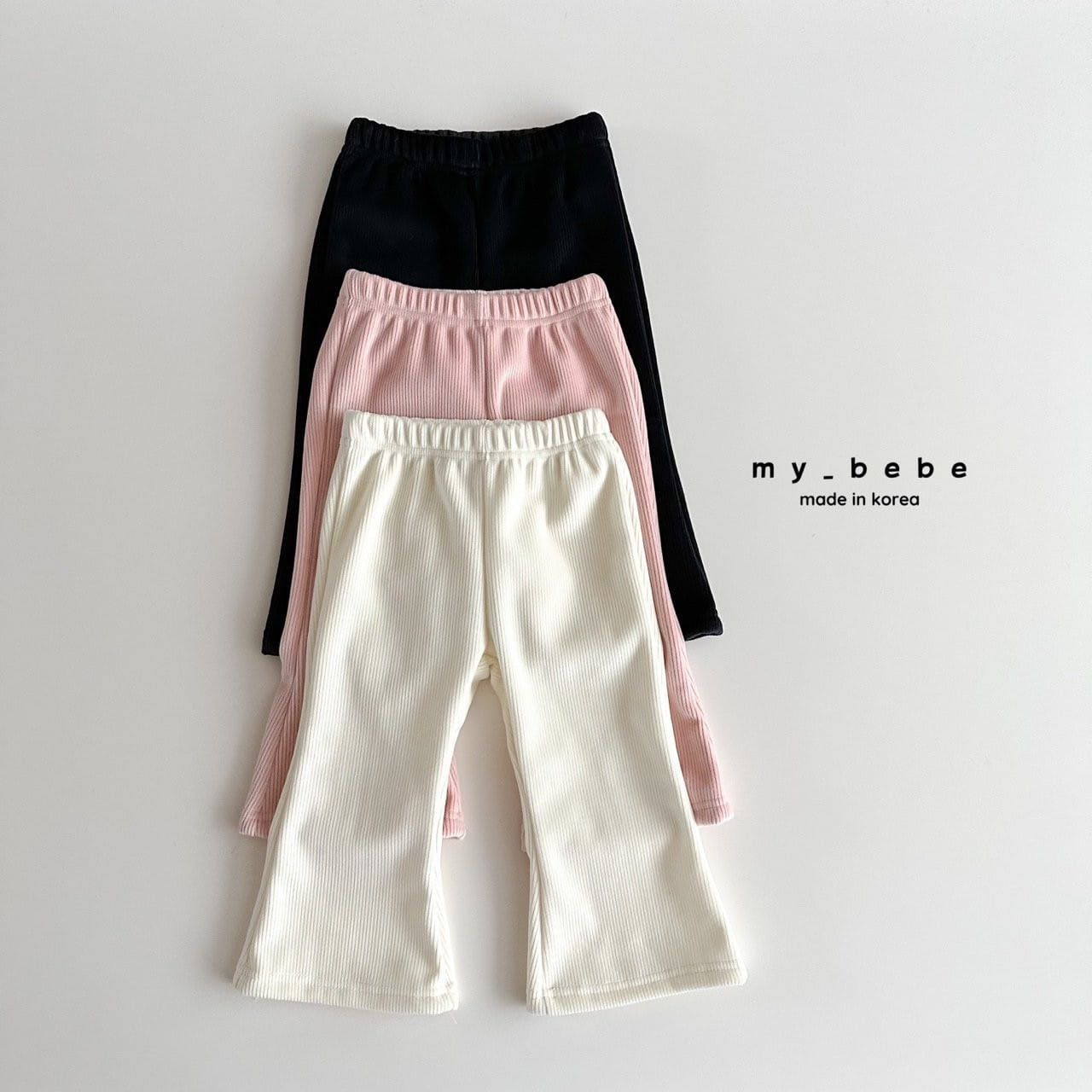 My Bebe - Korean Baby Fashion - #babyoninstagram - Rib Fleece Bootscut Pants - 12