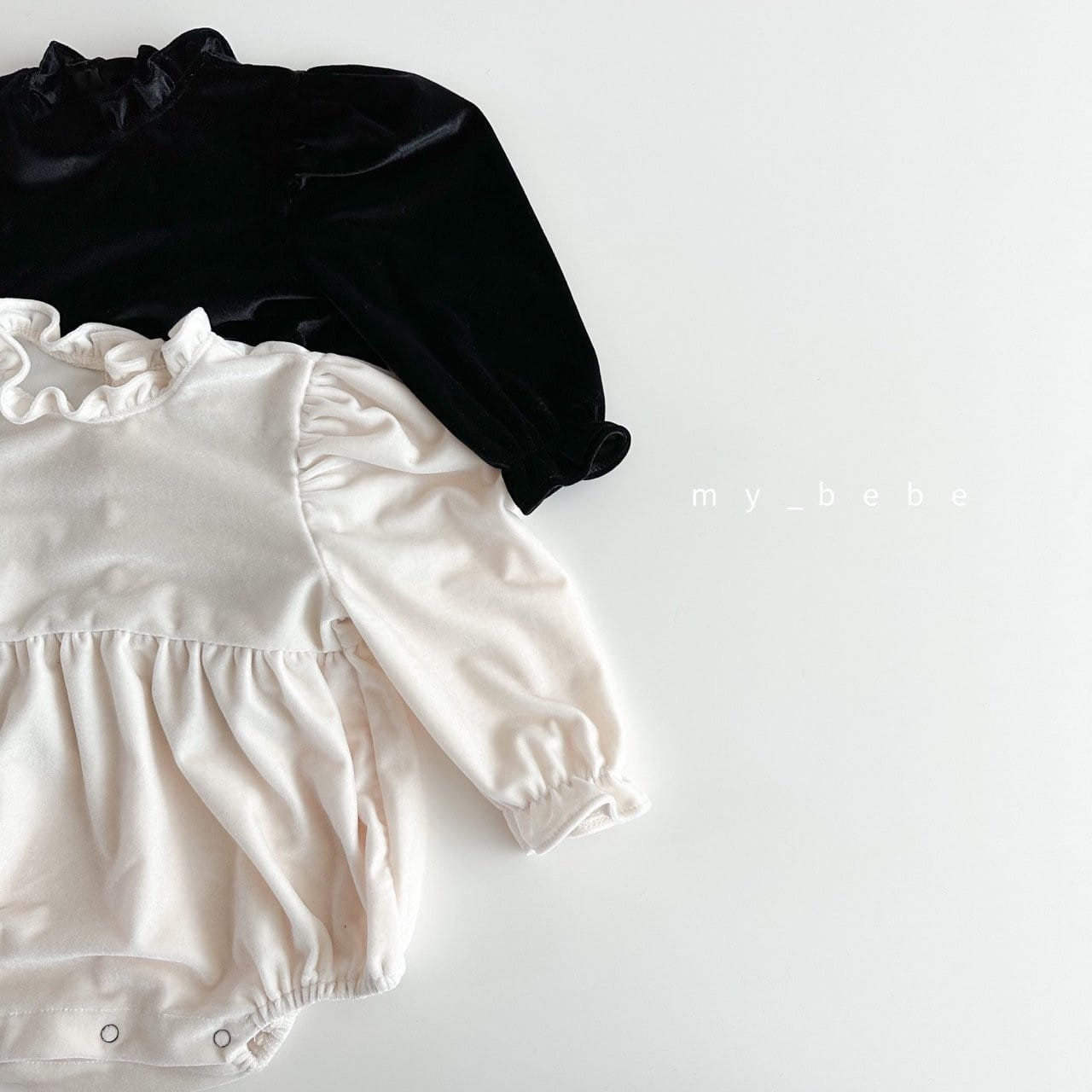 My Bebe - Korean Baby Fashion - #smilingbaby - Velvet Frill Body Suit - 12