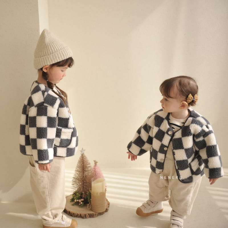 Neneru - Korean Baby Fashion - #babyoninstagram - Half Check Jacket Bebe  - 11