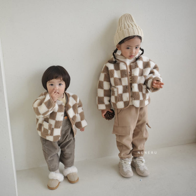 Neneru - Korean Baby Fashion - #onlinebabyboutique - Half Check Jacket Bebe 