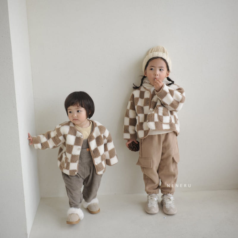 Neneru - Korean Baby Fashion - #onlinebabyshop - Half Check Jacket Bebe  - 2