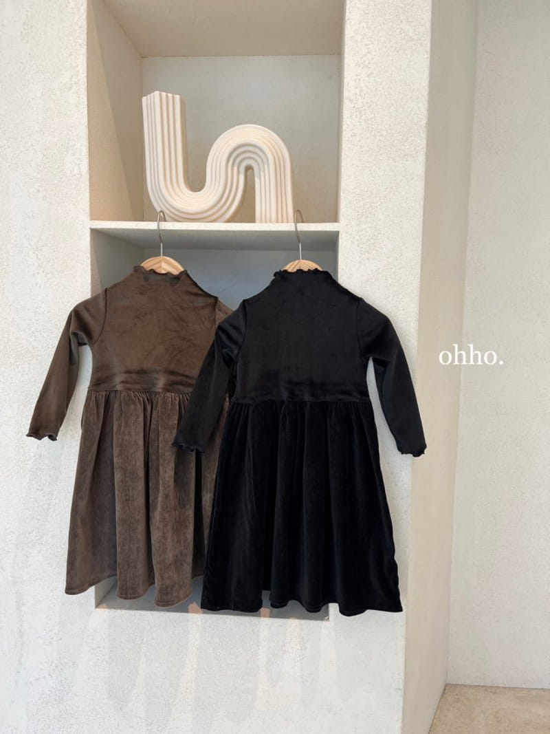 Ohho - Korean Children Fashion - #discoveringself - Sesil Velvet One-pece - 6