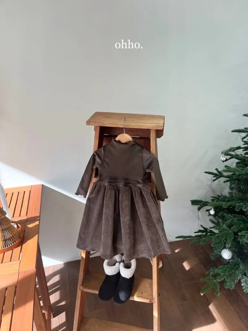 Ohho - Korean Children Fashion - #stylishchildhood - Sesil Velvet One-pece - 2