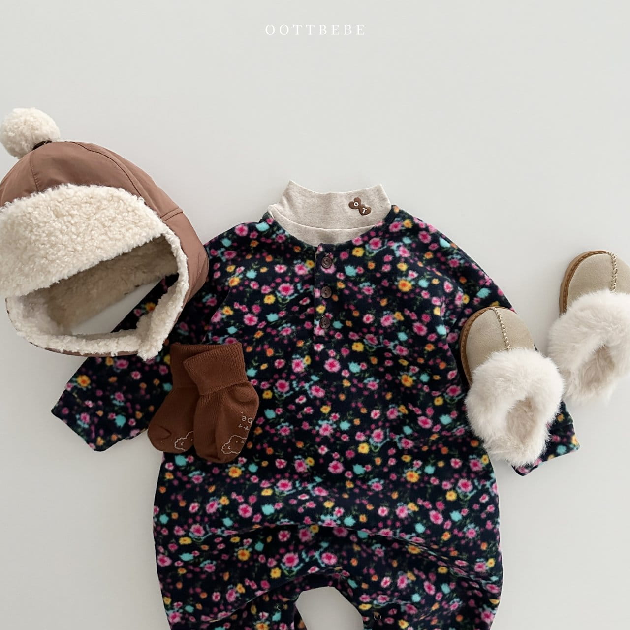 Oott Bebe - Korean Baby Fashion - #babyboutiqueclothing - Mari Flower Body Suit - 4