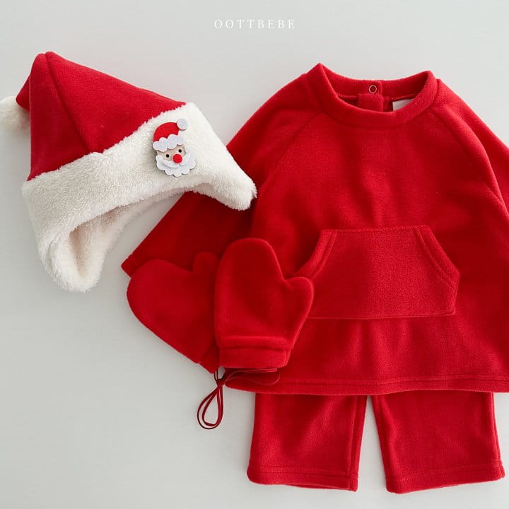 Oott Bebe - Korean Children Fashion - #kidzfashiontrend - Xmas Fleece Top Bottom Gloves Set - 4