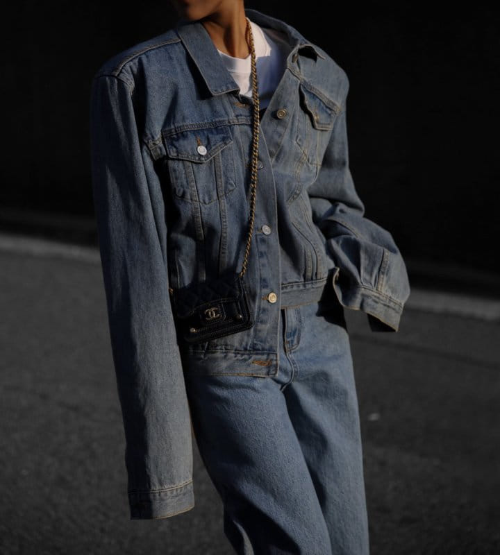 Paper Moon - Korean Women Fashion - #momslook - maxi padded shoulder oversized denim jacket  - 2