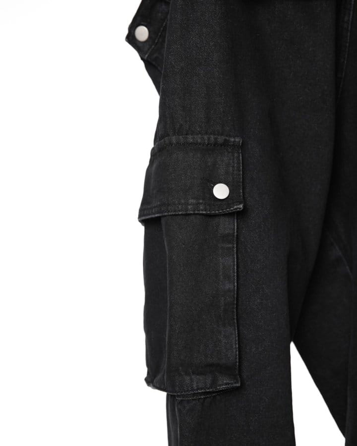 Paper Moon - Korean Women Fashion - #pursuepretty - washed black denim low - rise pocket cargo jeans - 5