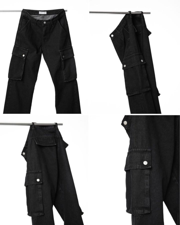 Paper Moon - Korean Women Fashion - #shopsmall - washed black denim low - rise pocket cargo jeans - 8