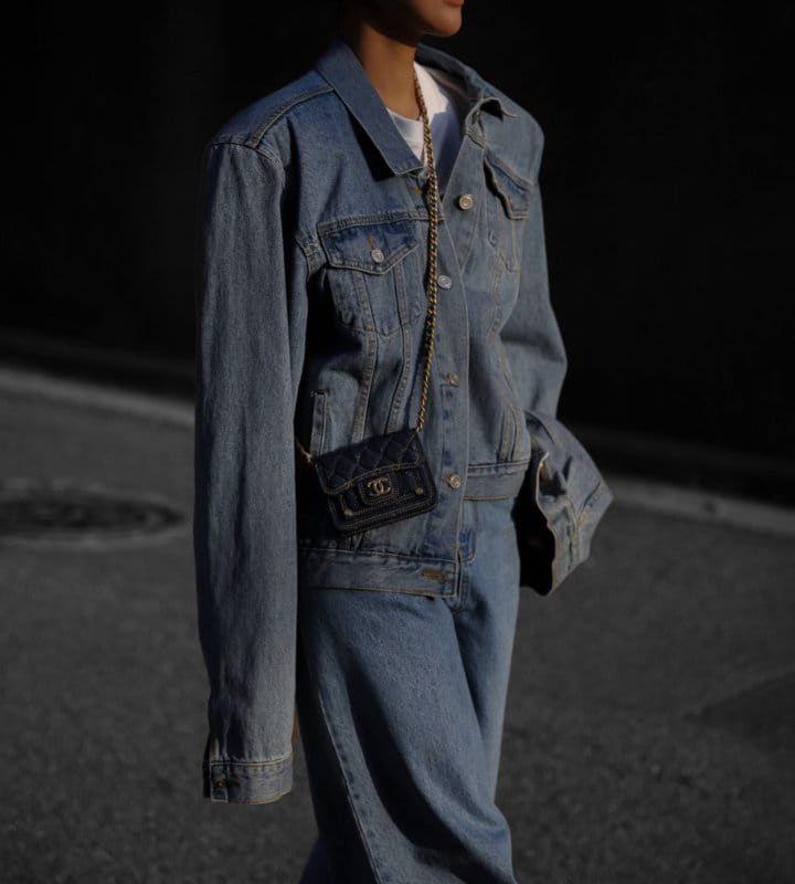 Paper Moon - Korean Women Fashion - #womensfashion - maxi padded shoulder oversized denim jacket 