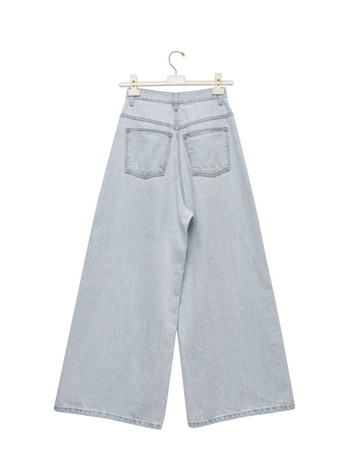 Paper Moon - Korean Women Fashion - #womensfashion - iced blue wide leg flared denim jeans - 7