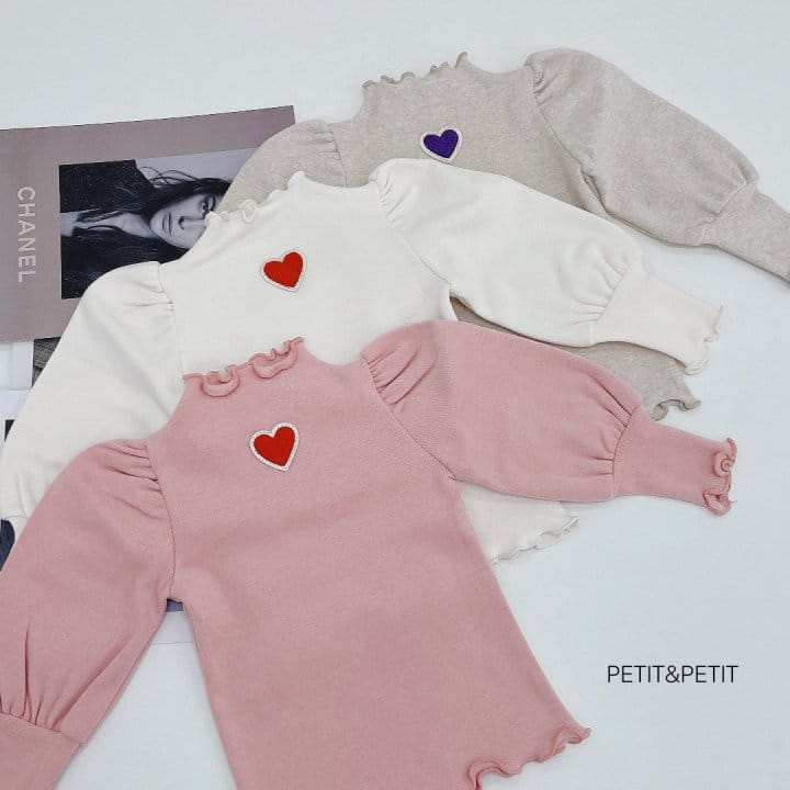 Petit & Petit - Korean Children Fashion - #kidsshorts - Heart Shirring Tee - 4