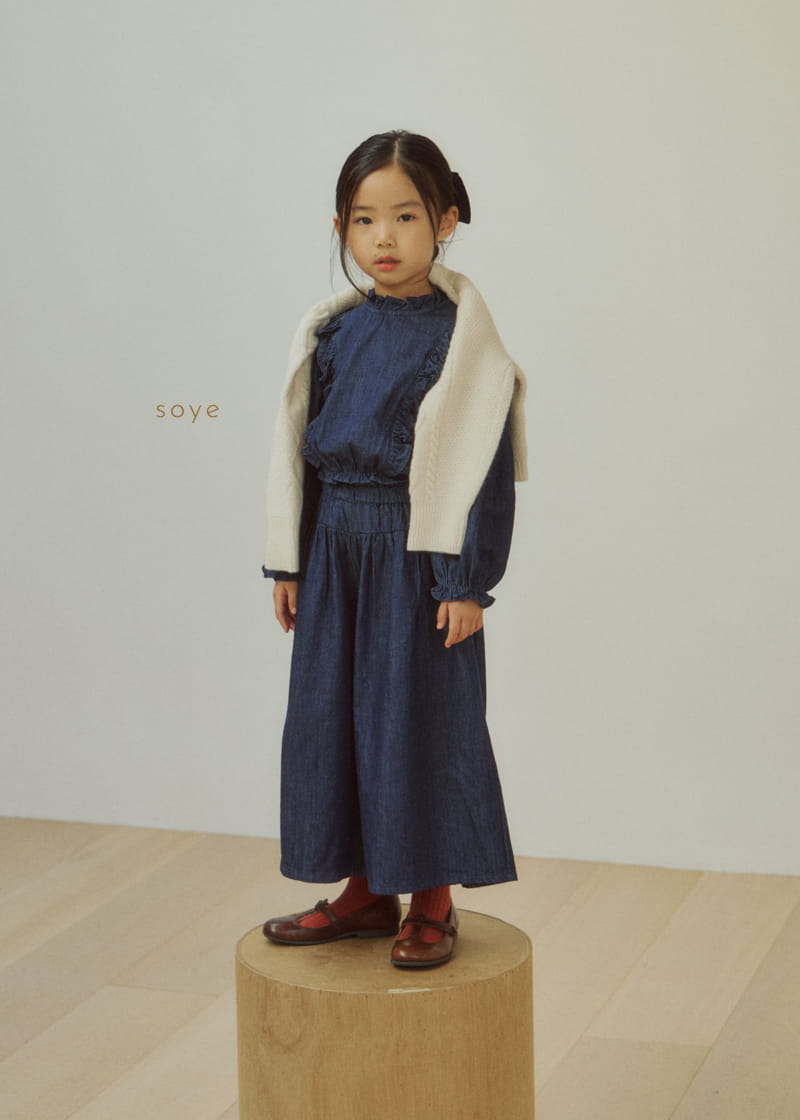 Soye - Korean Children Fashion - #childofig - Denim Frill Blouse - 2