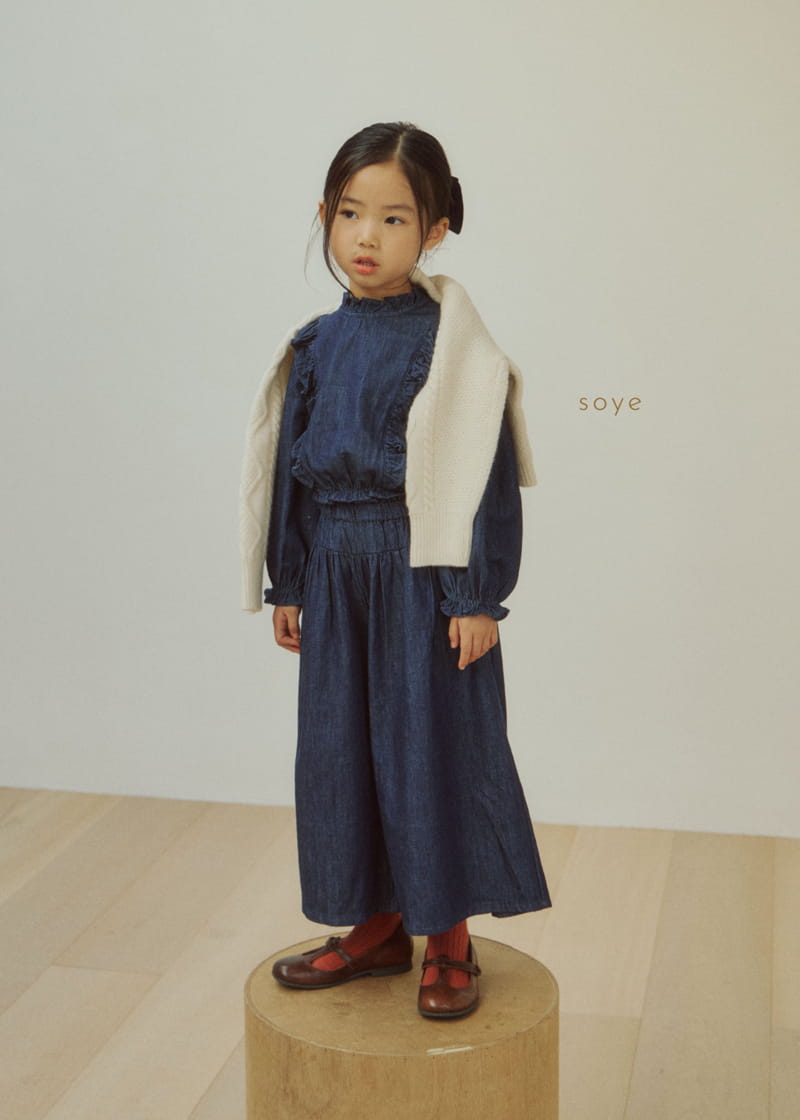 Soye - Korean Children Fashion - #discoveringself - Denim Frill Currot Pants - 7