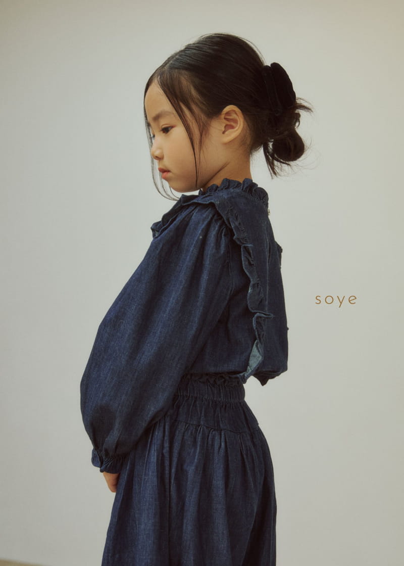 Soye - Korean Children Fashion - #kidsstore - Denim Frill Currot Pants - 10