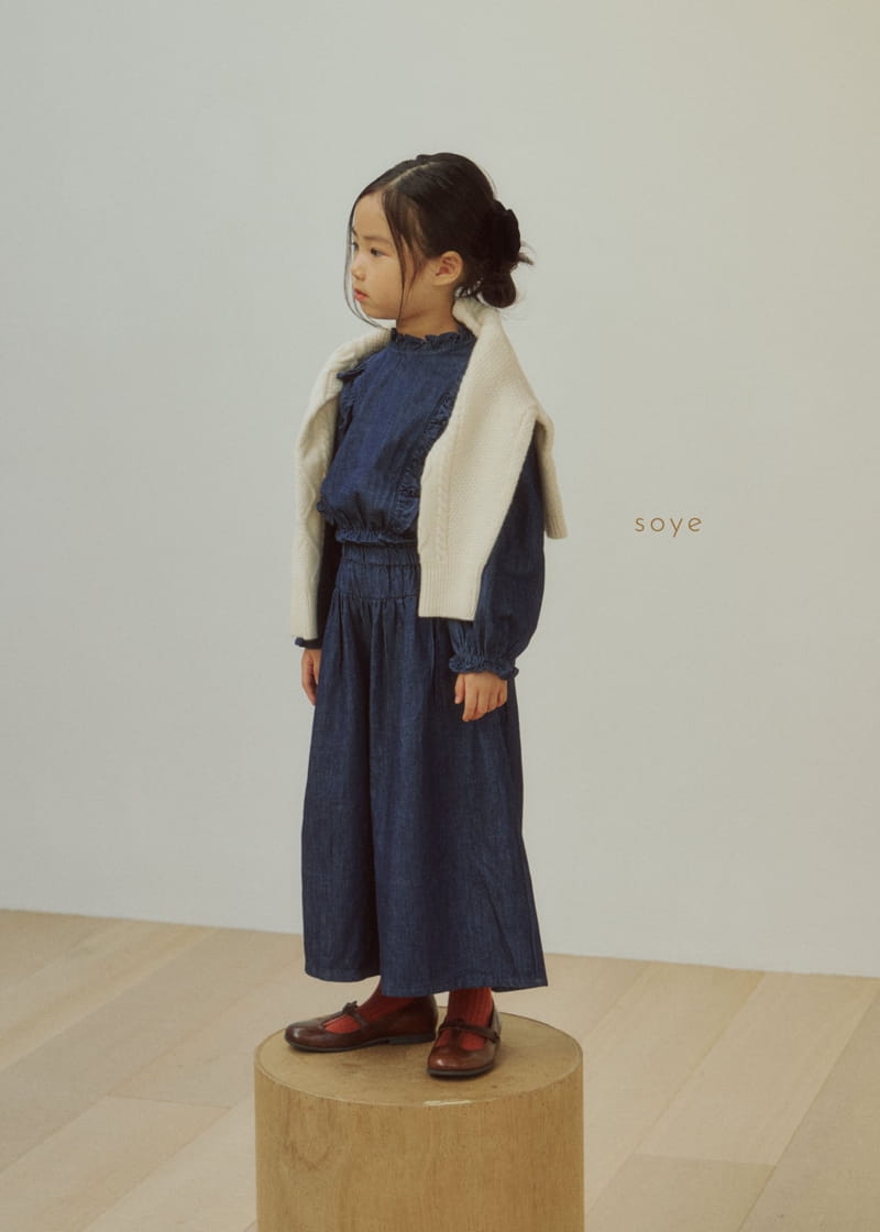 Soye - Korean Children Fashion - #minifashionista - Denim Frill Currot Pants