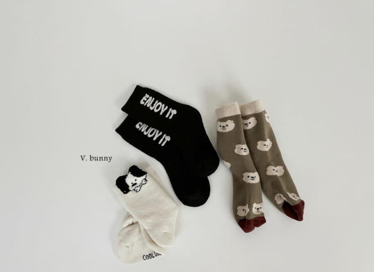 V Bunny - Korean Children Fashion - #childofig - Enjoy Socks Set - 2