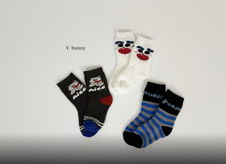 V Bunny - Korean Children Fashion - #designkidswear - Push Socks Set - 4