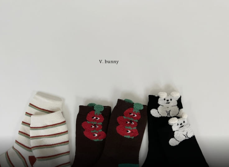 V Bunny - Korean Children Fashion - #fashionkids - Tomato Socks Set - 2