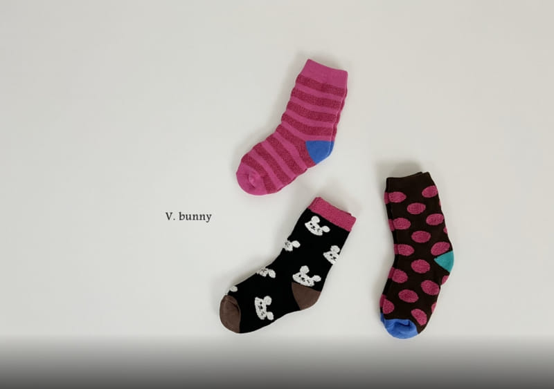 V Bunny - Korean Children Fashion - #kidsstore - Wink Socks Set - 2