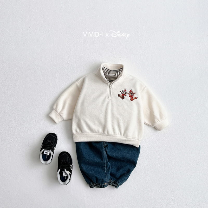 Vivid I - Korean Children Fashion - #childofig - Denim Fleece Pants - 2