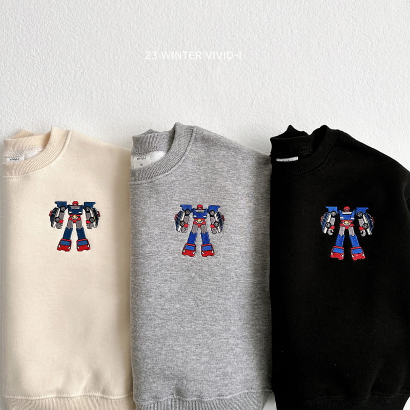 Vivid I - Korean Children Fashion - #childofig - Robbot Embroidery Sweatshirt - 2