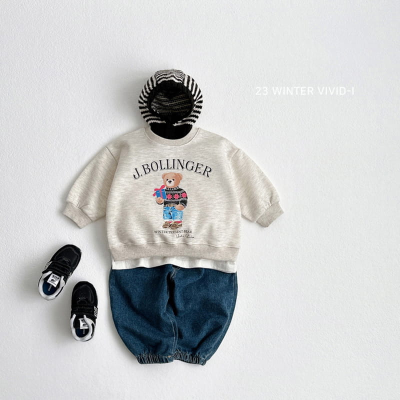 Vivid I - Korean Children Fashion - #fashionkids - Denim Bear Sweatshirt - 2