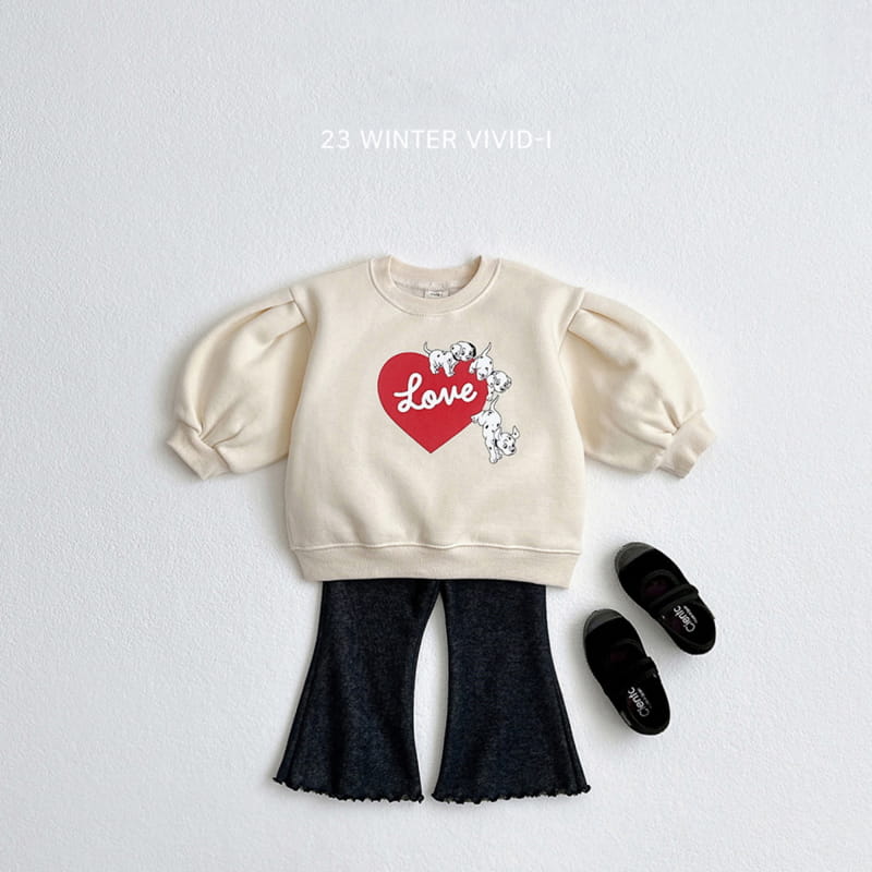 Vivid I - Korean Children Fashion - #kidsshorts - Heart Puppy Puff Sweatshirt - 3