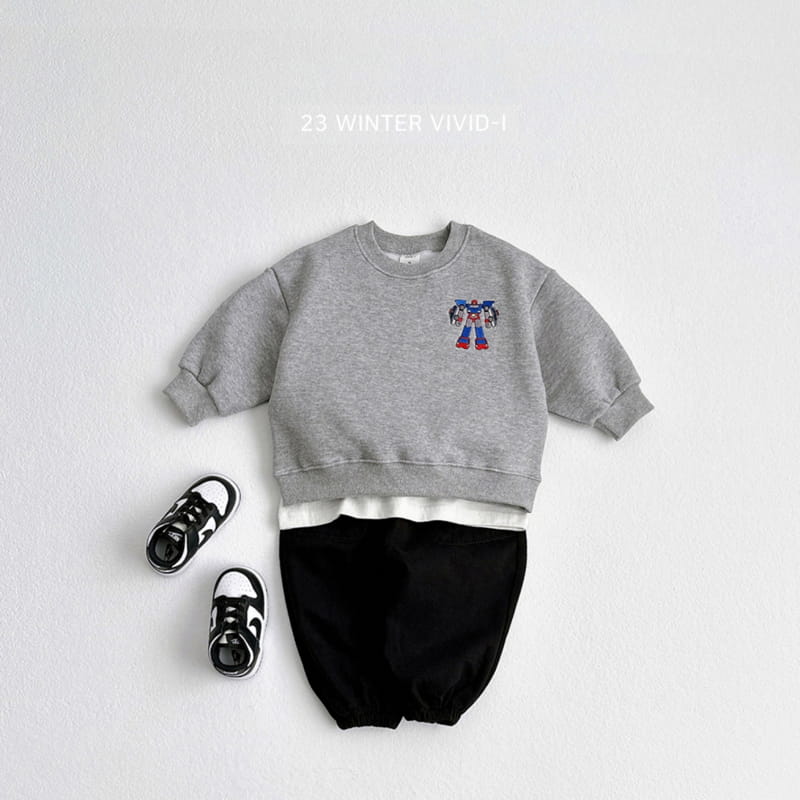 Vivid I - Korean Children Fashion - #kidzfashiontrend - Robbot Embroidery Sweatshirt - 9