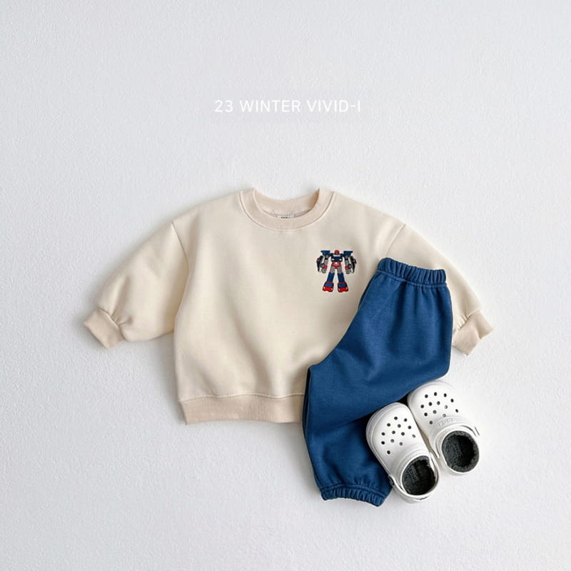 Vivid I - Korean Children Fashion - #littlefashionista - Robbot Embroidery Sweatshirt - 11