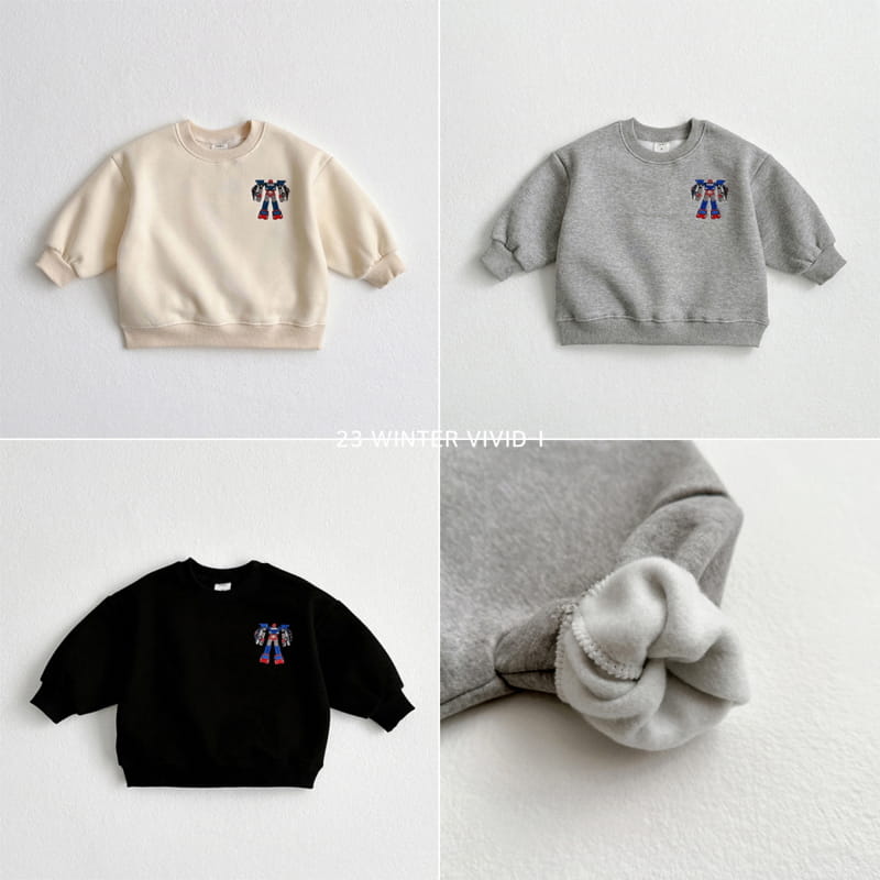 Vivid I - Korean Children Fashion - #stylishchildhood - Robbot Embroidery Sweatshirt