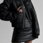 vegan leather cropped bomber jacket